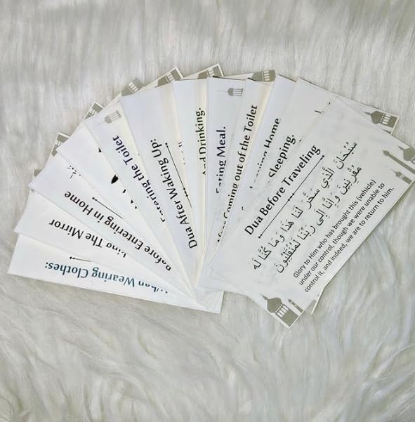 VOGATORE Everyday Dua Self Adhesive Stickers | Pack of 12 | Multicolor Everyday Important Duas from Sunnah | Waterproof Transparent PVC Wall Sticker, 7 cms-image-16