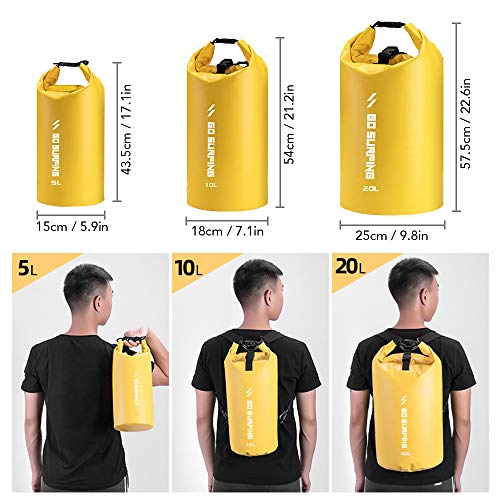 Anself 5L / 10L / 20L PVC à prova d 'água saco seco rolo superior saco seco para camping caminhadas