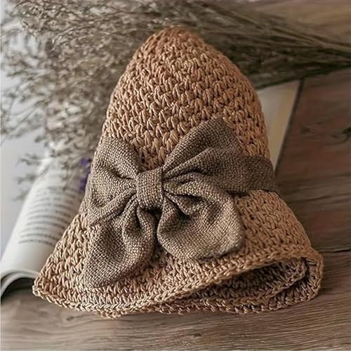 Sombrero de paja tejido elegante para mujer miniatura 7