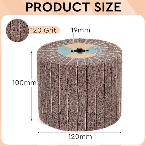 EXLECO Schleifwalze für φ19mm Bürstenschleifer, 120 Körnung Satinier Schleifbürste mit Schleifpapier, 120x100mm Satinierwalze, Satiniermaschine Schleifrolle Bürste, Satinierbürste für Holz, Metall