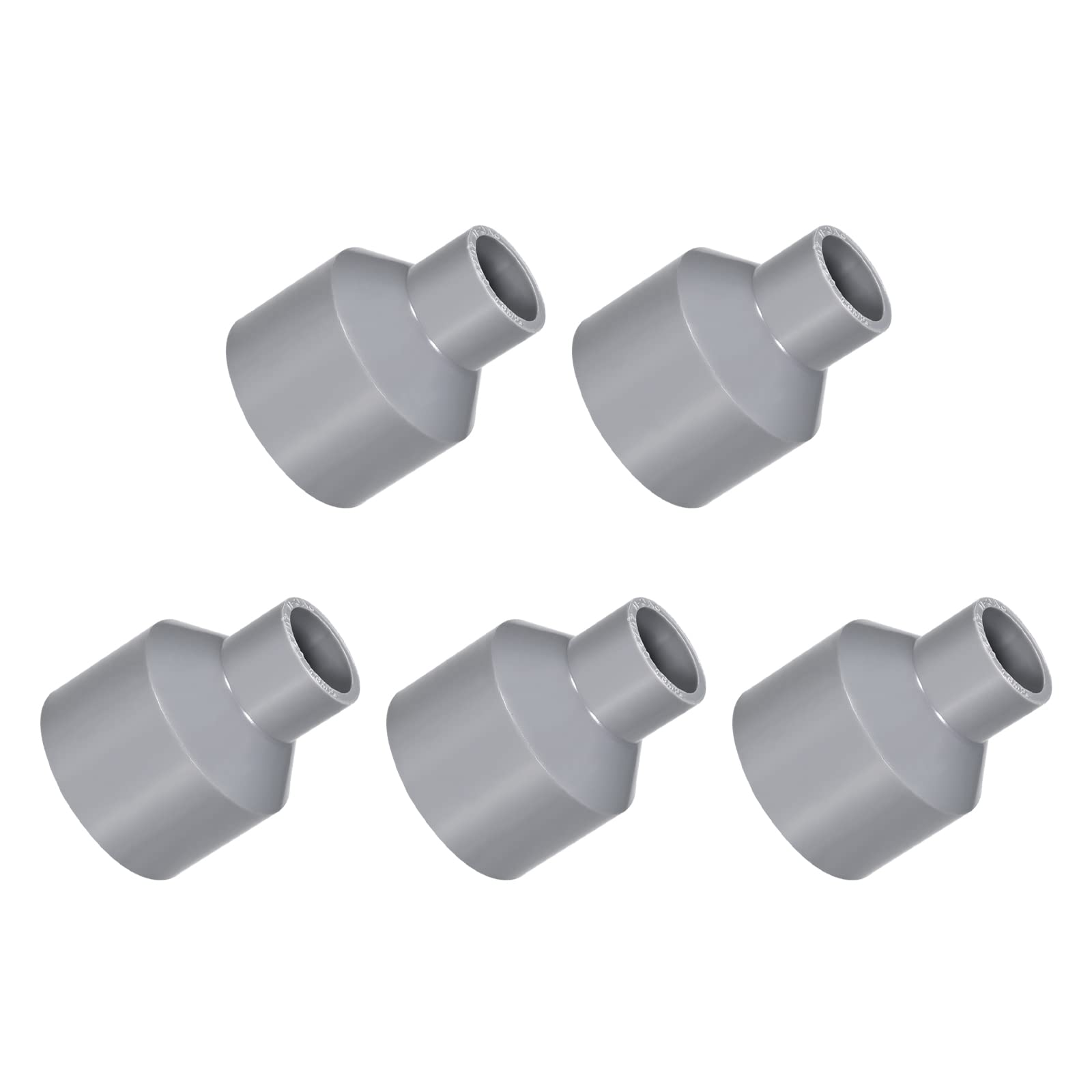 Duct Reducer, (1-1/4 to 1/2 Inch) 5Pcs, PVC Pipe Increaser DWV Reducing Coupling - for Water Supplies Build, DIY, Garden Shelf Greenhouse, Gray