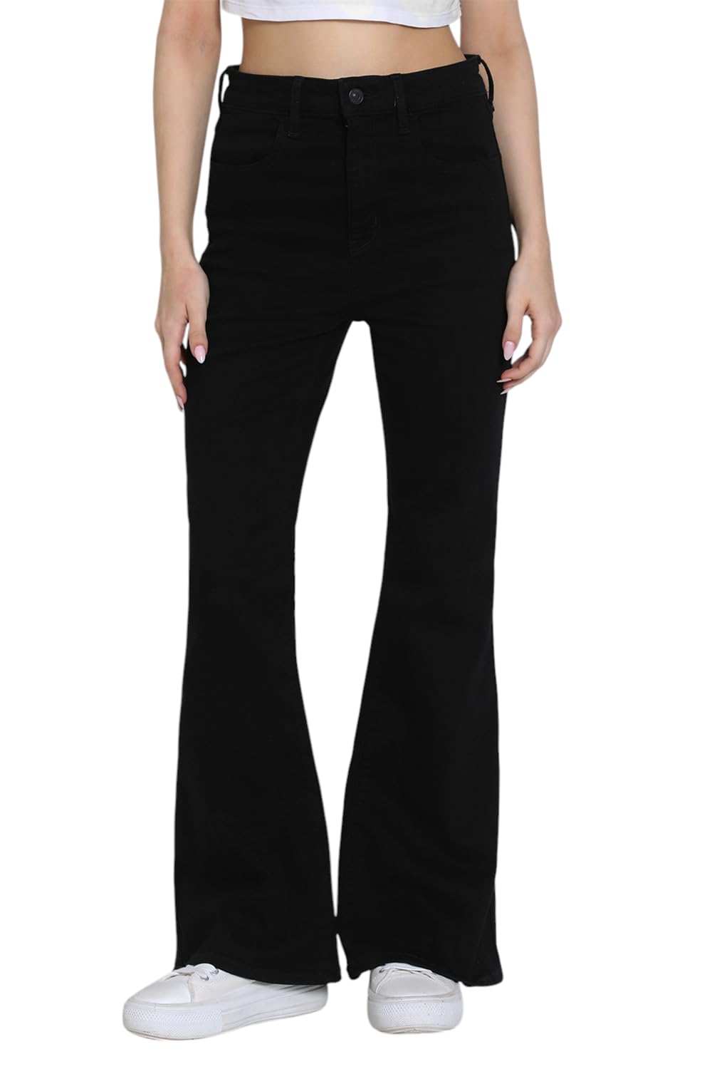 american eagle Women Black Next Level Super High-Waisted Flare Jean-picture-10