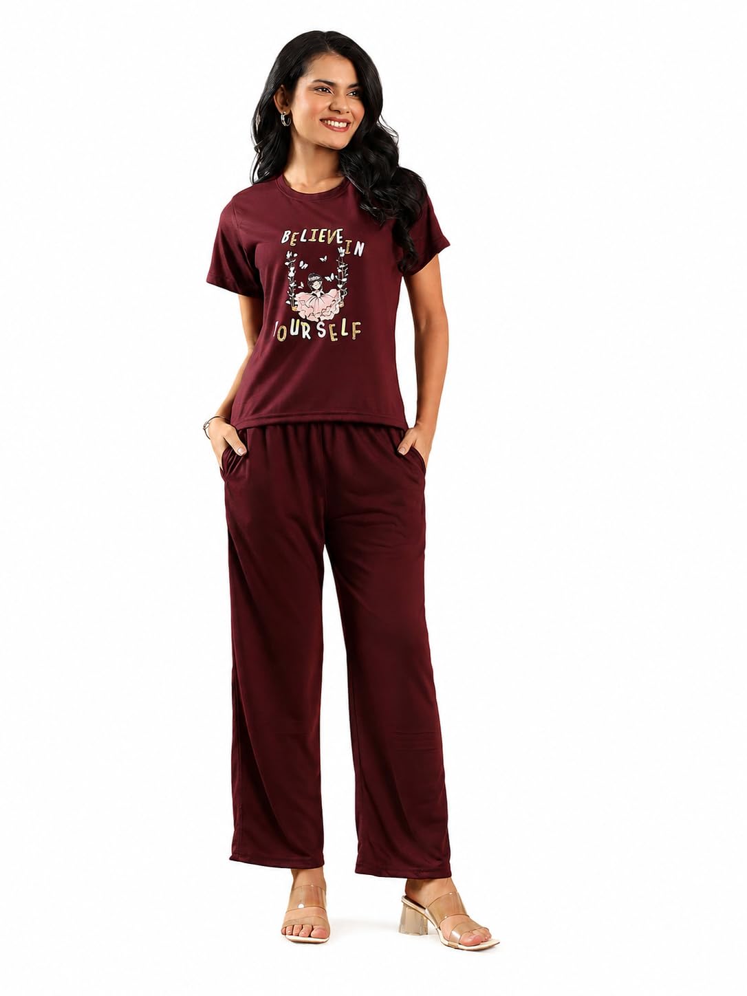 Plus Size Cotton Printed Long Night Suits Dresses Set for Women-image-19