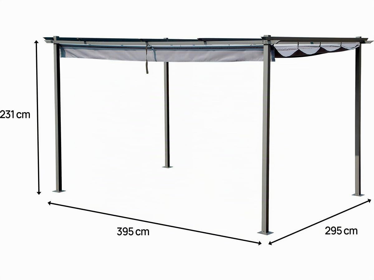 Pergola en métal avec Toit rétractable - 3 x 4 m - Gris Anthracite