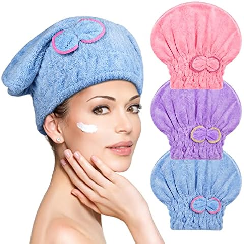 ACWOO Toallas para Secar El Pelo, 3pcs Gorro de Pelo Seco Cover