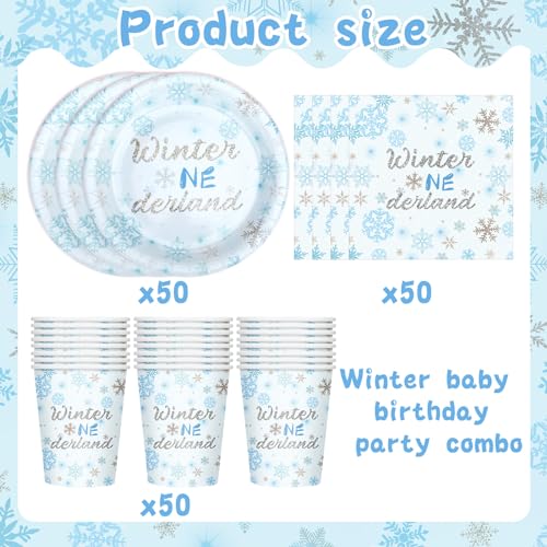 Assiettes flocons de neige bleu Hushee jetables et rigides pour buffet