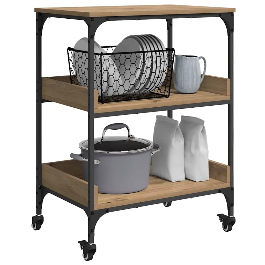 vidaXL Carro de Cocina Roble artesanal 60 x 41 x 80.5 cm