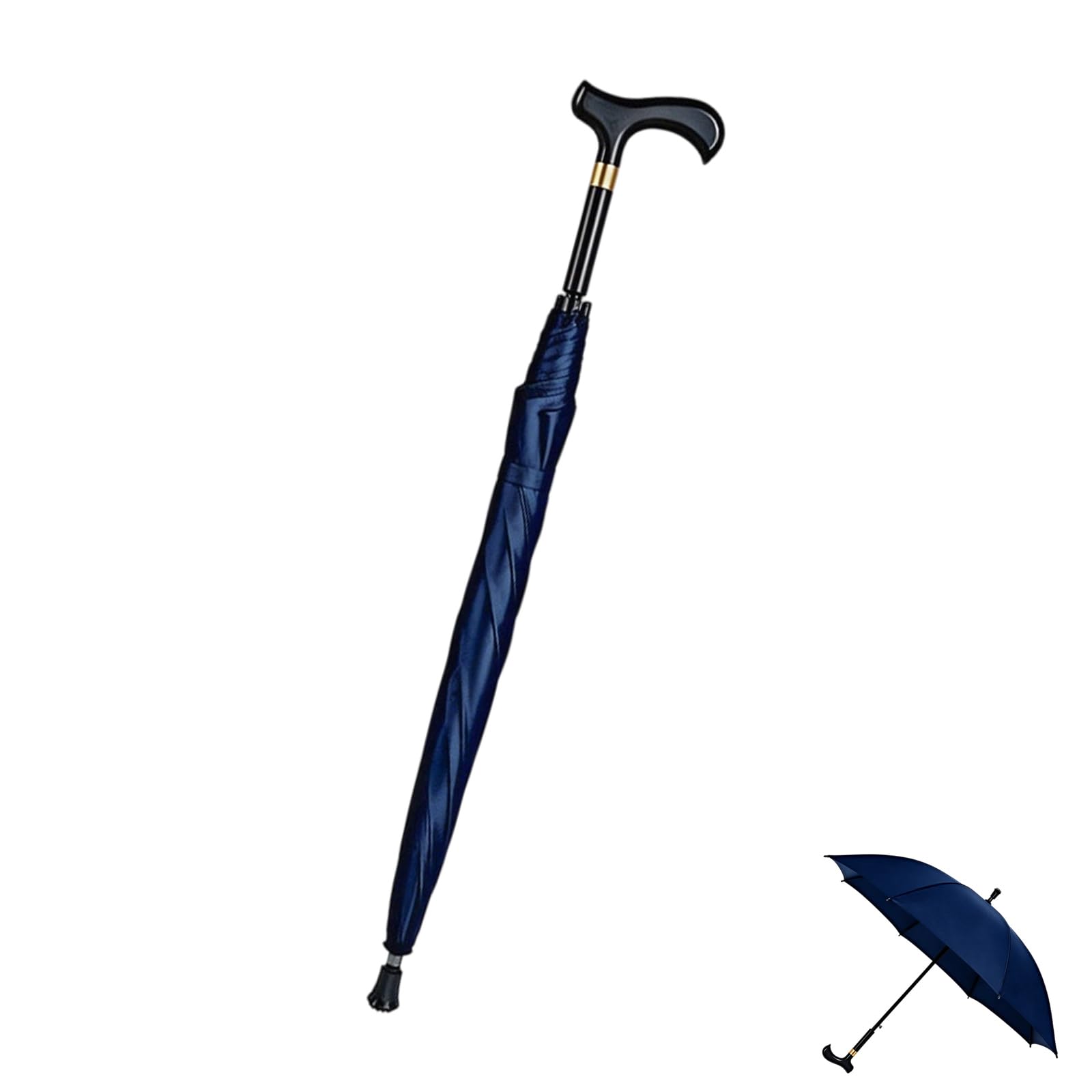 Kalttoy Large 108Cm Long Handle Walking Cane Umbrella with 16 Reinforced Ribs for Windproof and Rain Protections Outdoor Use Waterproof Rain Shade