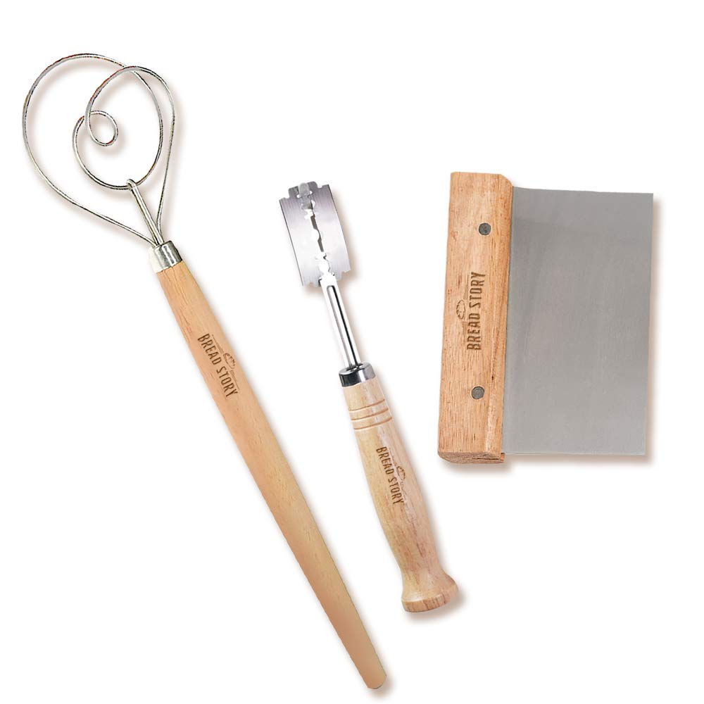 Professional Baking Kit Bread Lame, Danish Whisk Set and Wooden Scraper