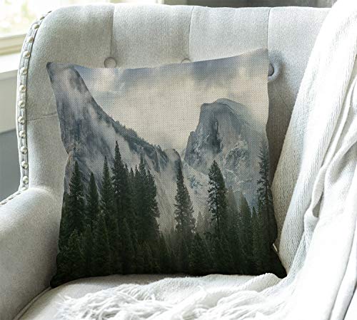 Swono Decorative Throw Pillow Cover 18X18 Inch National Park Nature Mountain Trees Mist Couch Pillow Cover Cushion Case For Modern Simple Farmhouse Style Decor #TOP2