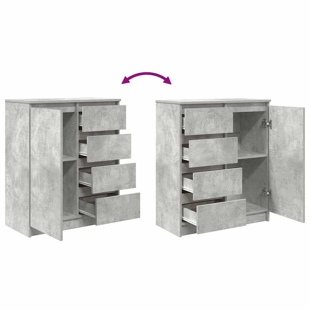 Credenza con 4 cassetti, grigio cemento, 71 x 35 x 84 cm