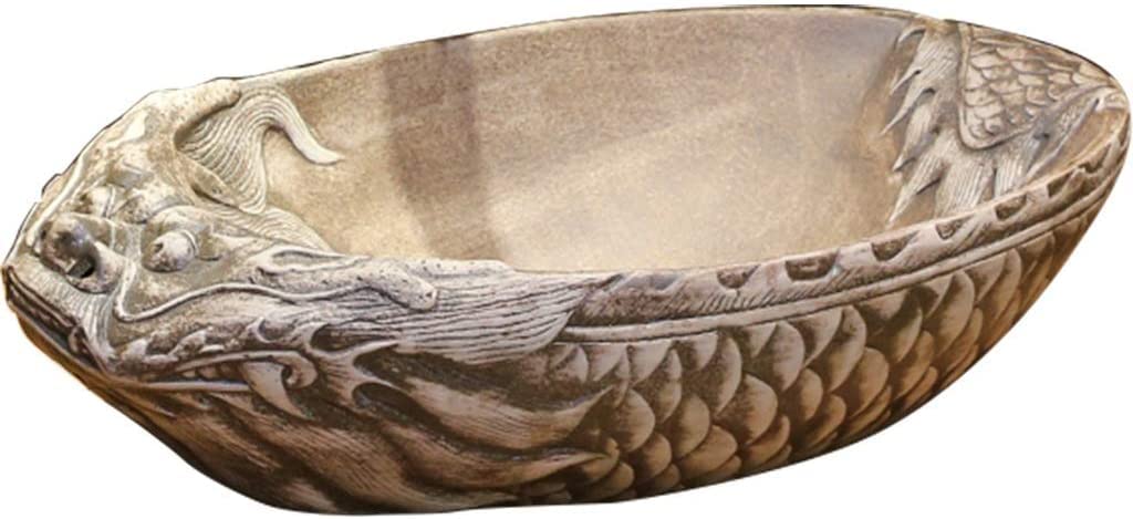 WDSOPK Vessel Sink Hotel Art for Outdoor Bistro - Vanity Dragon Washbasin Creative Shaped Ceramic Countertop Basin Retro Corridor Sink,Brown-59 * 36.5 14cm