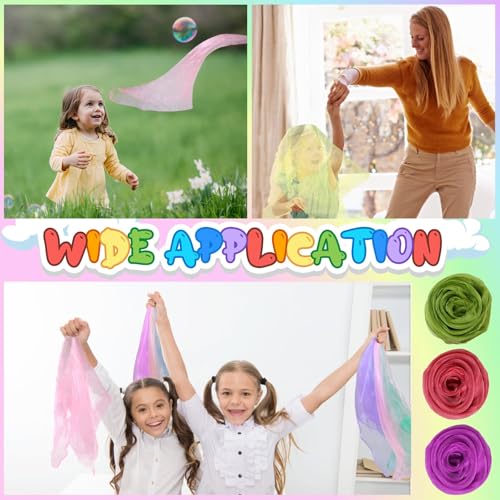 Hopton 20 Stück Jongliertücher, Chiffontücher für Tanzen, 60 x 60 cm Bunte Seidentücher, Bunte Tücher für Kindergarten Kindershow Sensorisches Jonglieren Tanzen