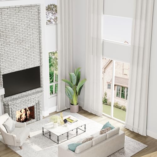 SPWIY Extra Long 240 Inches Long Linen Curtains Light Filtering