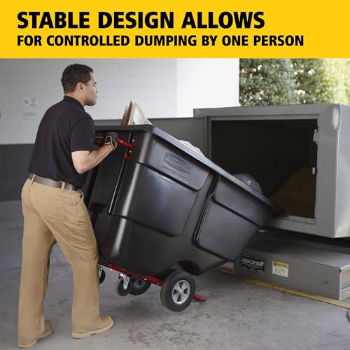 Image of Rubbermaid Commercial Products Tilt Dump Truck /Trash Cart /Garbage Collection /Recycling, 1 /2 Cubic Yard, Waste Collection, 1250 lbs capacity, Black, for Office /Warehouse /Facility Management
