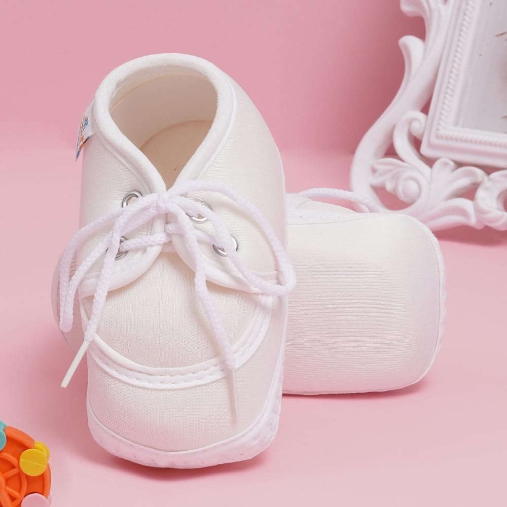 Neska Moda 6 To 12 Months Baby Boys & Baby Girls Cotton Lace Booties-(White)-BT2157 2