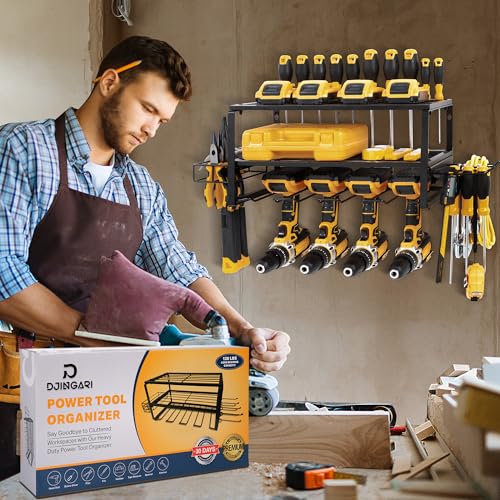 Djingari SMDF-3083B Power Tool Organizer Wall Mount, Heavy Duty Metal 4 Drill Holder thumb #5