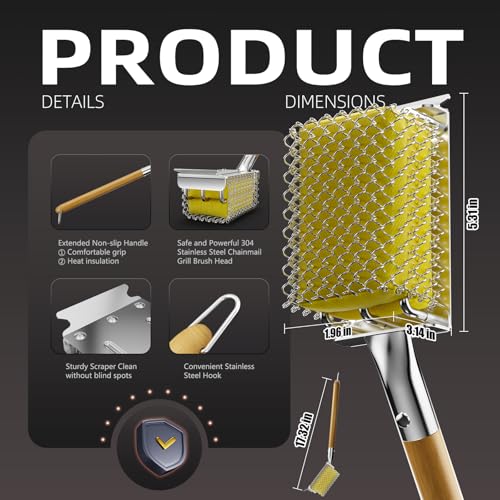 Grill Brush Bristle Free with Scraper - image 2