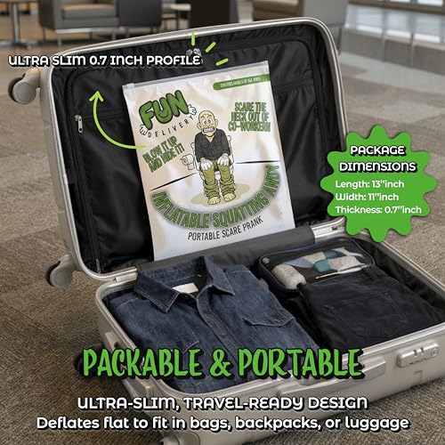 FUN delivery Inflatable Squatting Andy - Jump Scare Office Prank for Bathrooms - Fun April Fools Prank for Coworkers - Random Life Size Blow Up Doll & Funny Gifts for Adults