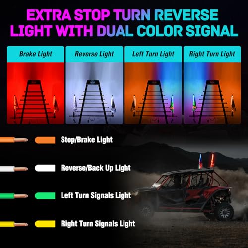 Image of Nilight LED Whip Light 2 PC 2FT COB RGB Spiral Lighted Antenna with Spring Base, Bluetooth App & Remote Control DIY Chasing Patterns & Music Sync Safety Whips for ATV UTV RZR Polaris Can-Am Truck