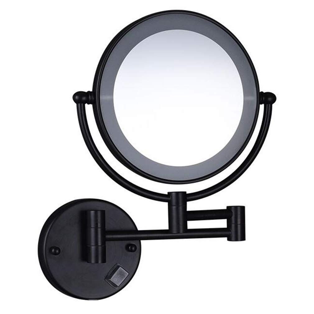 Specchio cosmetico for trucco a LED, Specchio di bellezza a parete su due lati Ingrandimento 3X Specchio da bagno estensibile Girevole a 360° Specchio cosmetico Connessione cablata, Oro rosa ( Color :