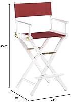 Vista 199 de Casual Home - Silla de director de 30 in, marco blanco, con lona color blanco, altura de barra