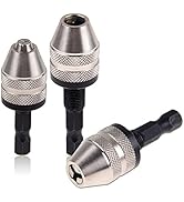 HOHXEN Keyless Mini 3-Jaw Drill Chuck Screwdriver Adapter with Quick-Change 1/4" Hex Shank to Hol...