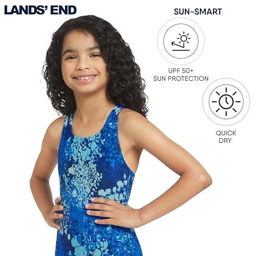 Image of Lands' End Girls' UPF 50+ Stretch Crisscross Back One Piece Swimsuit