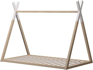 Teepee Bed Frame for Kids - Wooden Platform Bed Frame with Slats Support, No Box Spring Needed, for Girls Boys Bedroom, 150KG Weight Capacity, Single Size