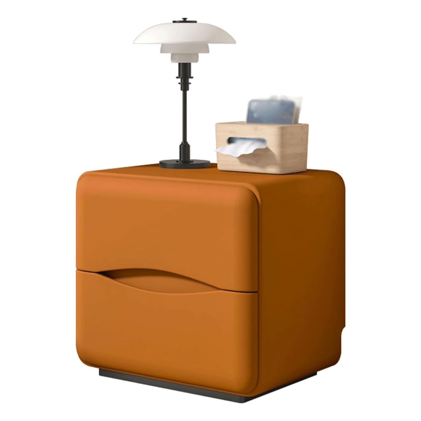 SXZenSpace Modern Nightstands Bedroom Side Table Small Bedside with 2 Storage Drawers for Apartments,dorms,or Guest Rooms Closet Hotel Office(Orange)