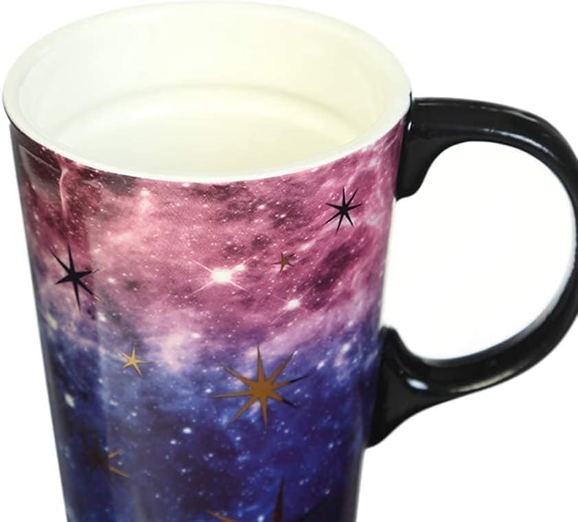 Topadorn Ceramic Travel Mug Coffee Cup with Sealed Lid & Gift Box, 17 OZ Coffee Mug for Latte & Hot Chocolate, Microwave & Dishwasher Safe, Purple Starry Sky - Image 6