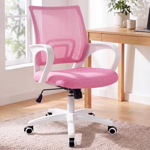 Ergonomic Mid-Back Office Chair in Pink