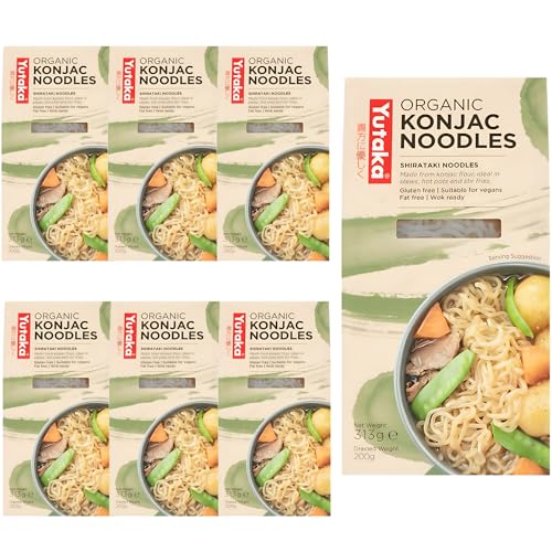 Yutaka Organic Konjac Noodles Pack of 6 x 313g (200g Drained) Shirataki Noodles Gluten Free Vegan Low Carb Noodles Konjac Pasta Alternative Wok Ready Healthy Noodles
