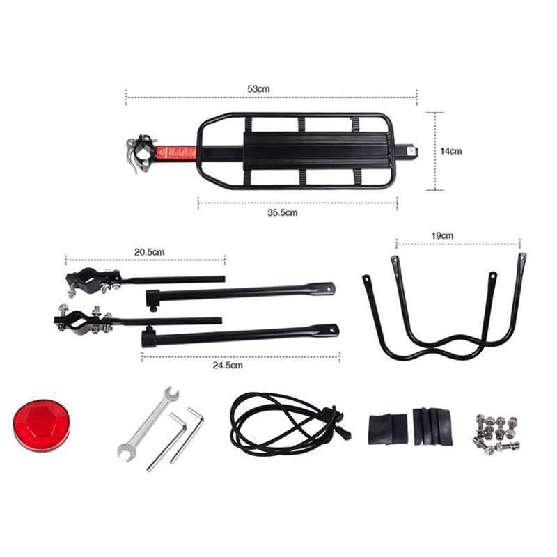 Portapacchi Bici Posteriore,Accessori apparecchiature in Bicicletta Supporto Regolabile,Seggiolino Universale in Alluminio, Carrier Rack con riflettore, carico Massimo 55 kg,per MTB 26-29 Pollici