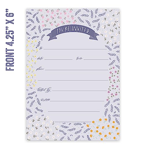 Image of Koko Paper Co Superbloom Wildflowers All-Occasion Invitations | 25 Flat Cards with 25 Bright White Envelopes (50 Count Total)