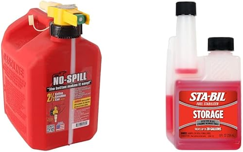 No-Spill 1405 2 – 1/2-Galón de Polietileno Lata de Gasolina & Estabilizador de Combustible STA-BIL para Almacenamiento, 8 onzas líquidas (22208),