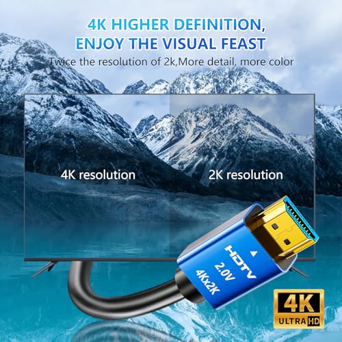 4K HDMI Cable HDMI Cord Ultra High Speed Gold Plated 4K @ 60Hz HDMI Lead Converter,Support HD, 2K, 1080P, ARC & CL3 Rated - Image 2