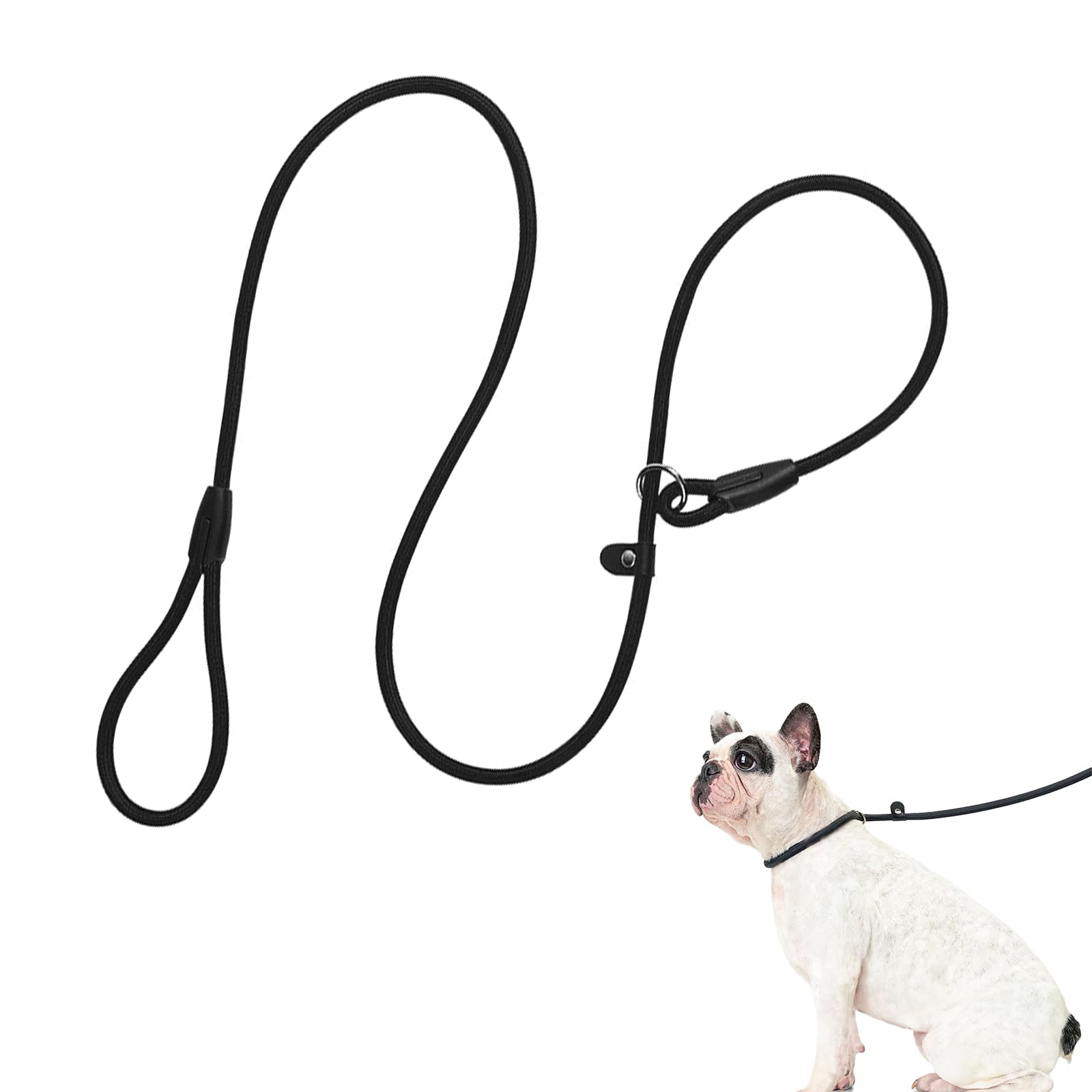Black Slip Lead for Dogs 1.25m Lightweight Training Leash