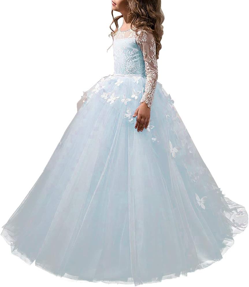 ABaoWedding Lovely Flower Girl Dress Lace Long Sleeves Prom Gown
