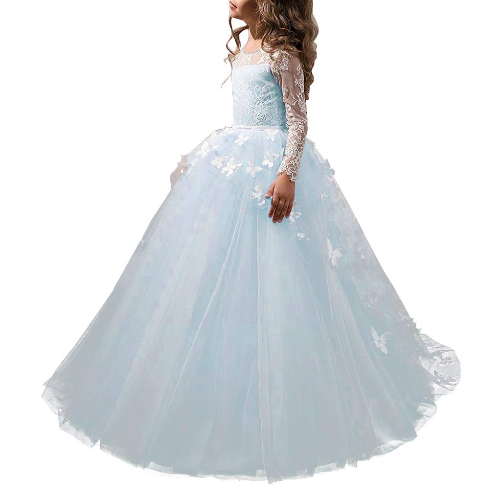Abaowedding Lovely Flower Girl Dress Lace Long Sleeves Prom Gown