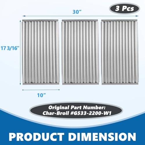 Image of SafBbcue 3 Pack Stainless Steel G533-2200-W1 True Infrared Grill Emitter Plates for Charbroil 463242715 463242716 463276016 466242715 466242815 463257520 17 Inch Replacement Grill Emitter Grates Parts