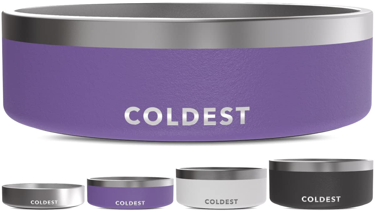 Coldest Dog Bowl - Anti Rust Metal & Non Slip Dog Bowls Large, Spill Proof Heavy Duty 3 Layers Insulated Dog Bowl - Food and Water Bowl for Dogs, Cats & Pets, Dishwasher Safe (42 oz, Galaxy Purple) — image 1