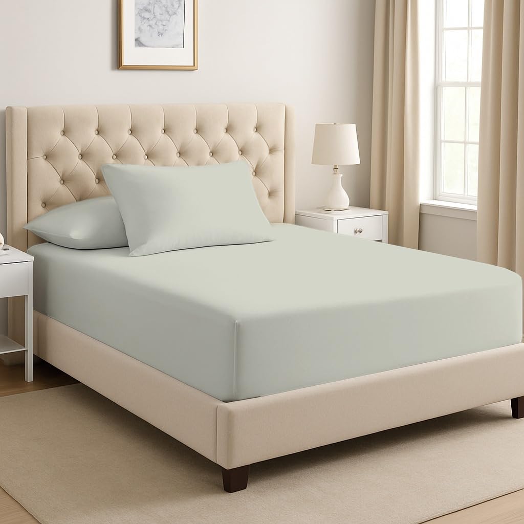 Dreema Natural Novexa Single Fitted Sheet 400 Thread Count 100% Egyptian Cotton, 25Cm Deep Pocket Bed Sheets - Soft, Breathable & Hotel Quality (Single )