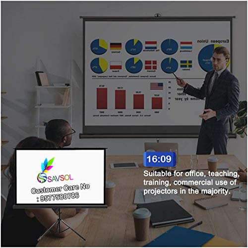 Image of SAVSOL Tripod Stand Projector Screen (80 Inch. (Width) x 45 Inch. (Height) - 92 inch Inch) Diagonal in 16:09 Ratio Aspect, Ultra HD, 4K Technology, Active 3D #16
