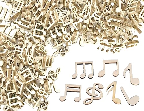 KAPSING 200 pièces notes de musique en bois deco, Note décorative mixte, déco bois éparpillée pour concerts scrapbooking musique fête mariage