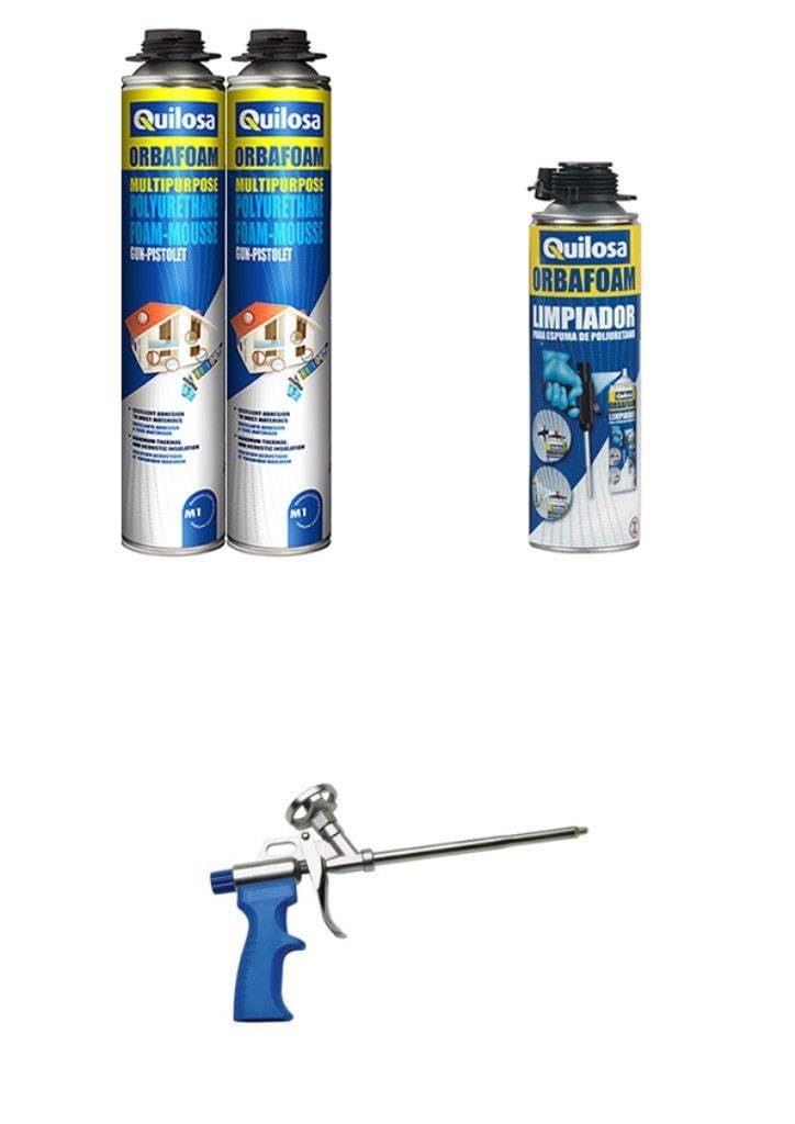 2 espumas expansives Poliuretano Bomba de pistolable 750 ml + 1 pistola + 1 limpiador