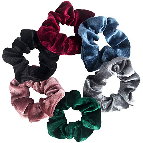 6 Pcs Velvet Scrunchies - Soft Scrunchies for Girls and Women Ties Ropes Hair Accessories, Christmas Gifts for Women Teenage Girls