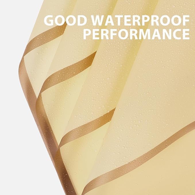 Image of Zarwani - 10 Sheets Korean Style Waterproof Yellow Bouquet Wrapping Paper (58cm x 58cm, 60 Microns) | Golden Border Design, Giftwrap for Flowers & DIY Gift Wrapping Paper (10, Gold Border Yellow)
