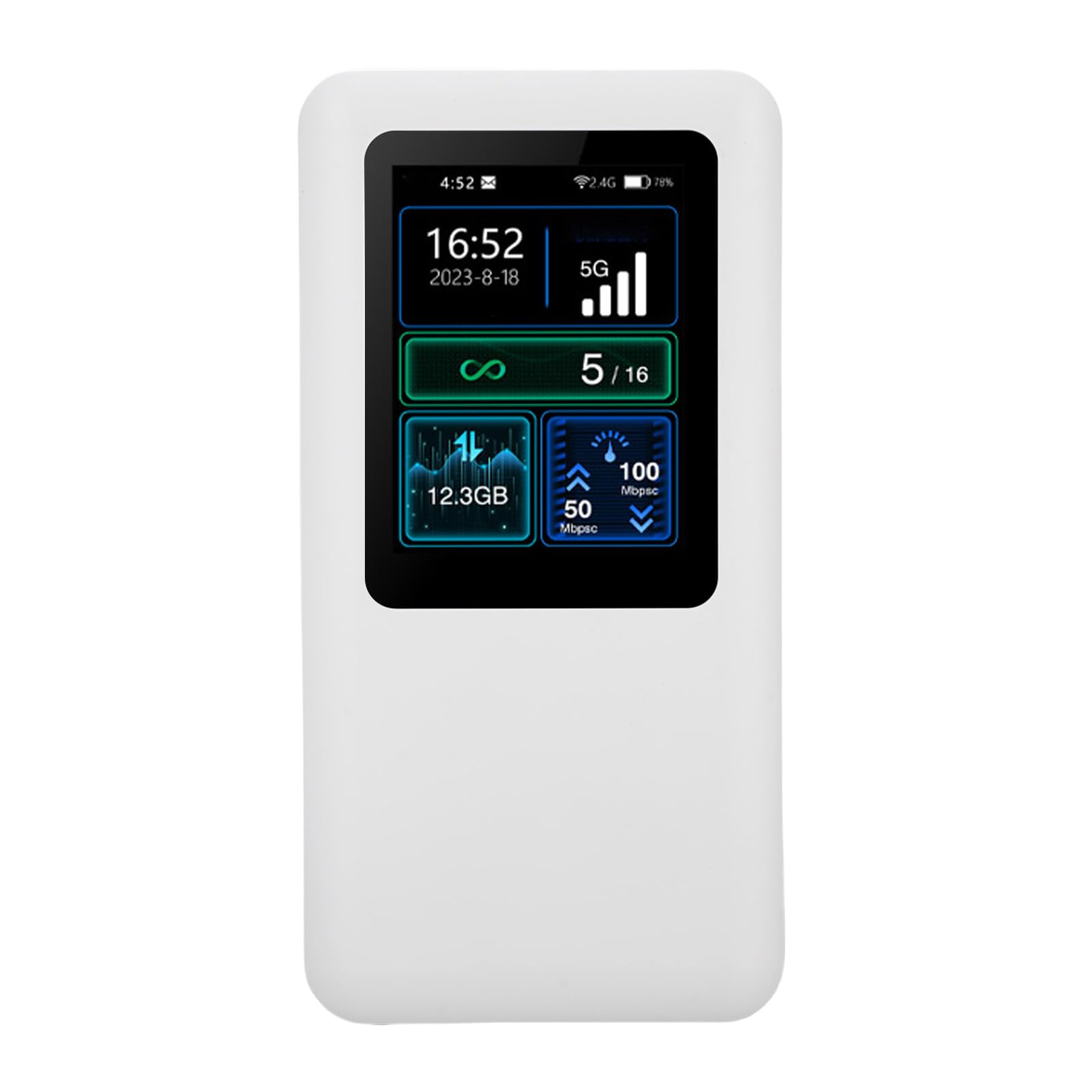 5G WiFi 6 Mobile Hotspot Routeur MTK 6877 Puce 3.5Gbps Vitesse 1.8 Pouces LCD Affichage Bandes Globales N78 N41 B1B3 (Prise UE)