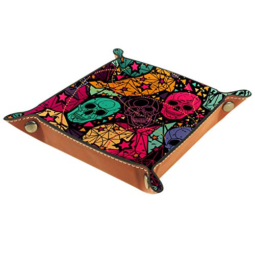 Preisvergleich Produktbild MUMIMI Badezimmer Küche Kommode Schminktisch Tablett Schmuck Geschirr Ring Halter Kosmetik Organizer Schädel mit Blumenmuster Geometrisch